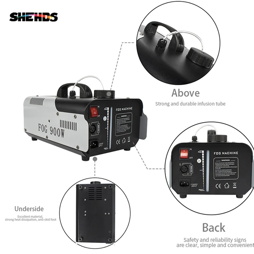 SHEHDS 1500W DMX RGB Smoke Machine with Wireless Remote LED Fog Machine DJ Lights Disco Lighting Stage